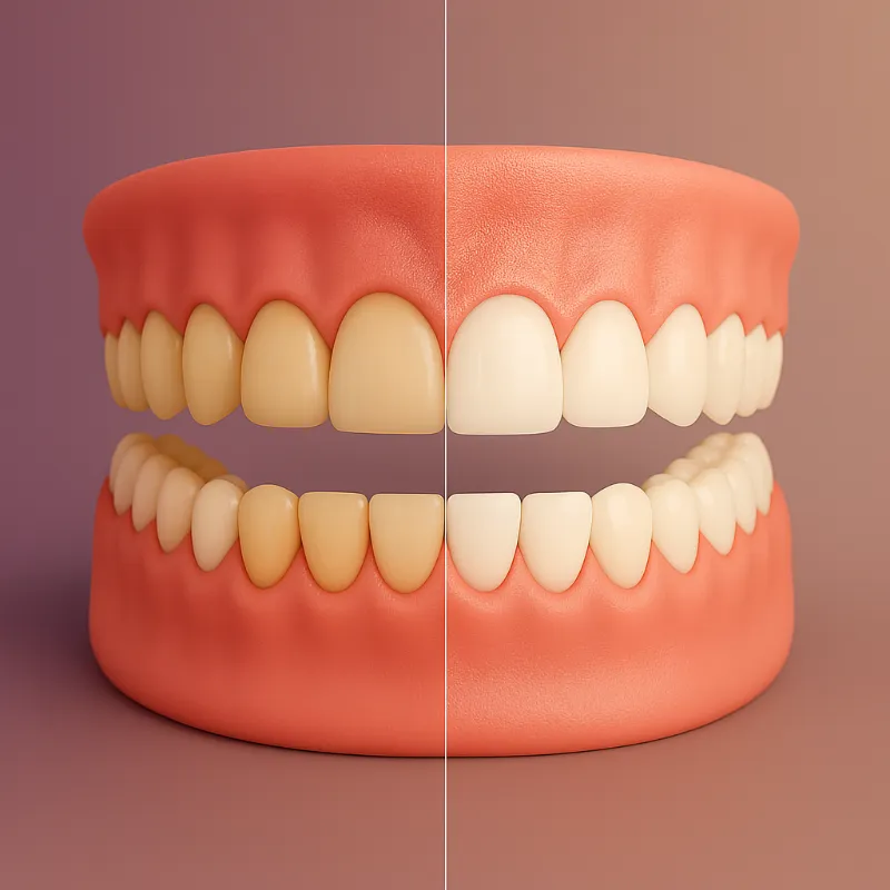 3D model showing before and after teeth whitening result